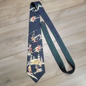 Tommy Hilfiger Skiing Pattern Tie - Navy and Green